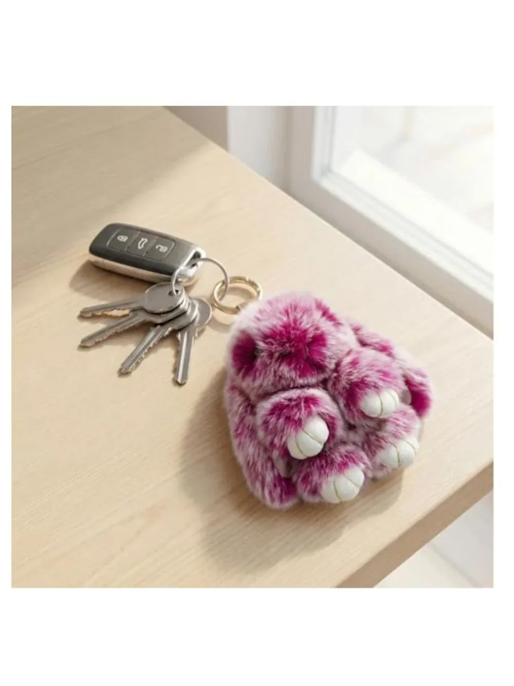 Ultra Soft Plush Fluffy Bunny Keychain, Gift-Ready Tin Box, Women's Purse Charm